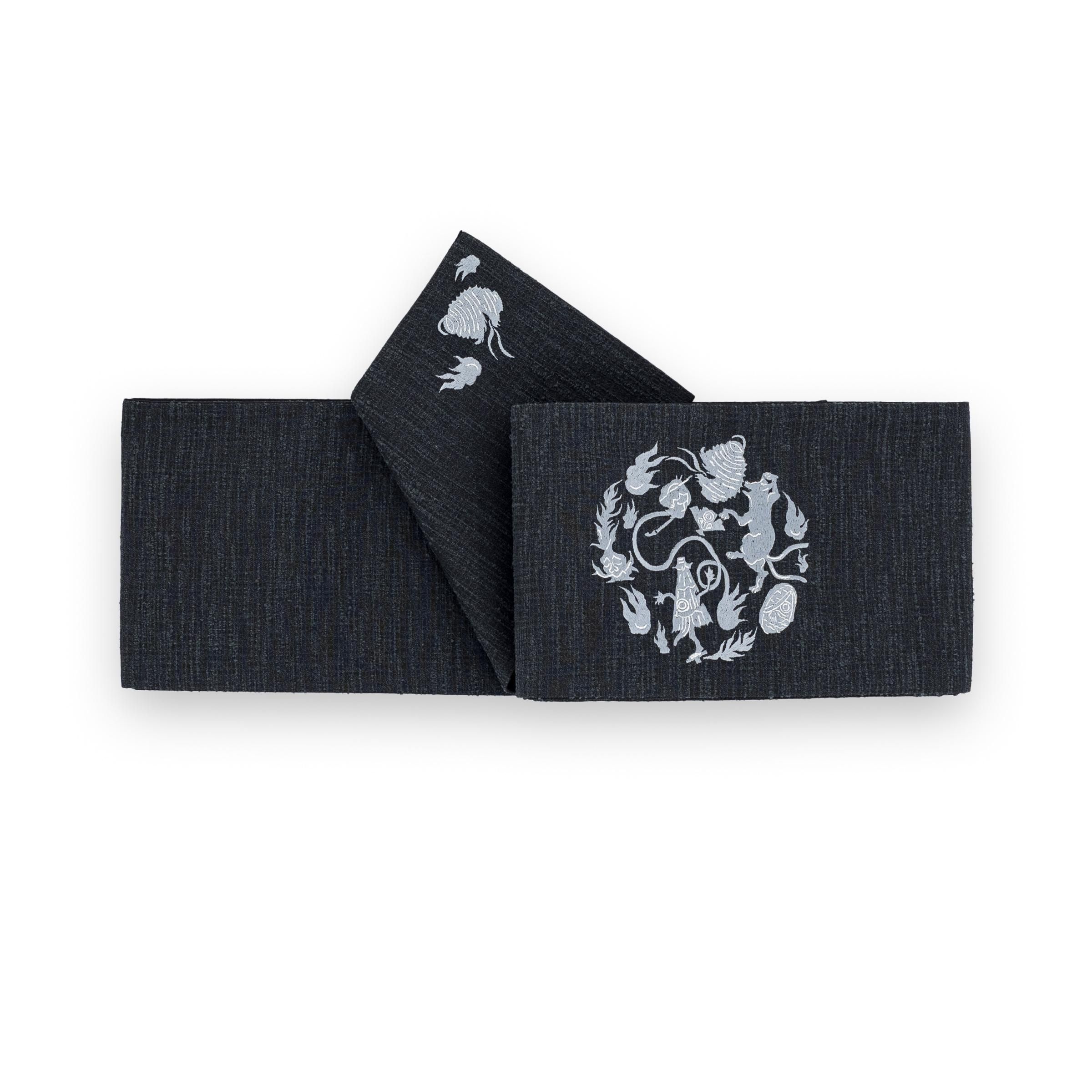 新品未使用 撫松庵 半幅帯 撫松庵] 半幅帯 細帯 妖怪円陣刺繍 (105-302-003 80 ライト