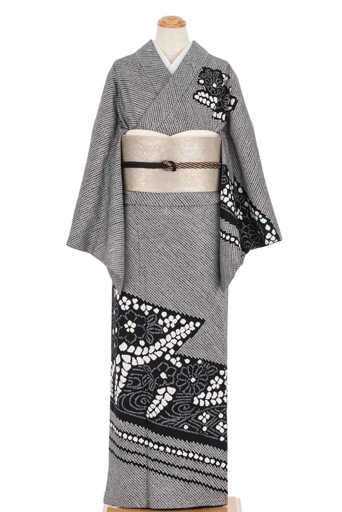 総絞り 訪問着 流水と花 - からん::アンティーク着物・リサイクル着物