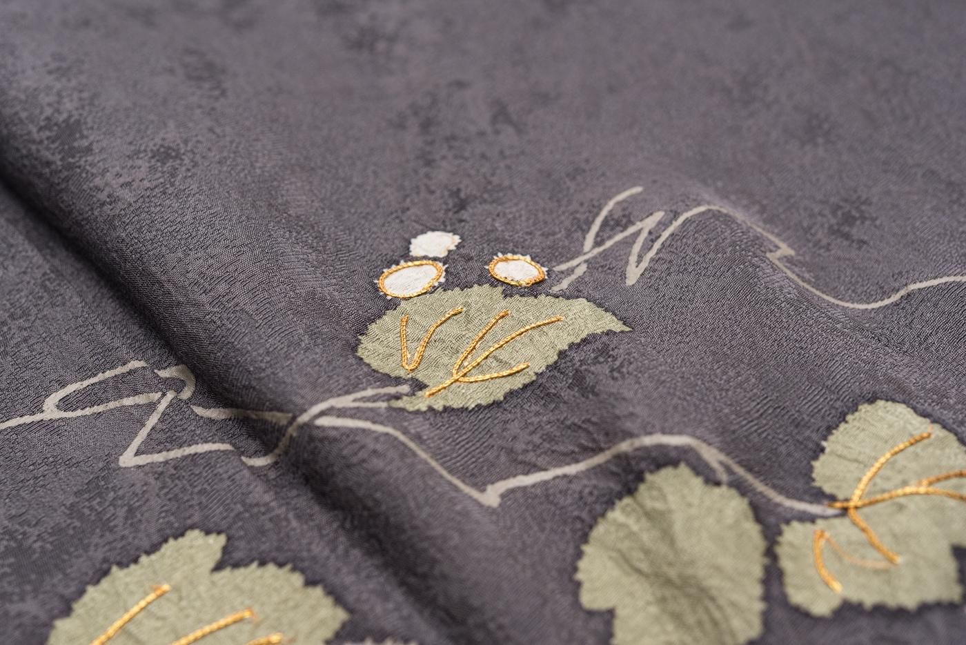 D425 夏着物　訪問着　蔦の葉　刺繍　絽　正絹　極美品 D425 夏着物 訪問着 蔦の葉 刺繍 絽 正絹 極美品 D425 夏