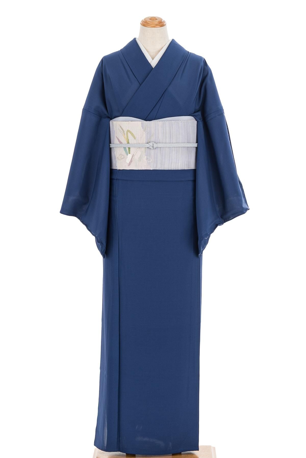 ★夏の王道‼️絽　色無地　一つ紋入り　鉄紺色　緑系　正絹　薄物　訪問着　美品 ☆夏の王道‼️絽 色無地 一つ紋入り 鉄紺色 緑系 正絹 薄物 訪問