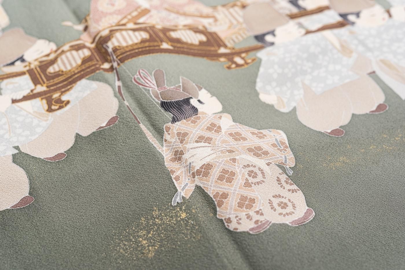 色留袖 関口遼一 三つ紋 - からん::アンティーク着物・リサイクル着物