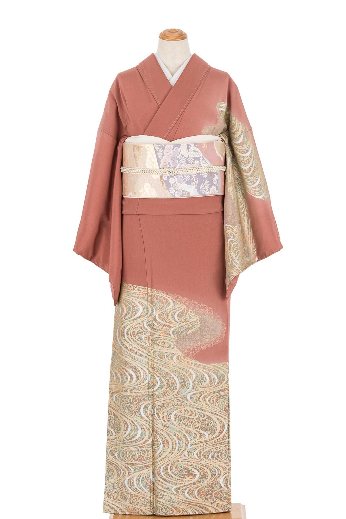 トモッチ様［3122］訪問着 美品 流水花文様 金彩 ぼかし 正絹 着物 袷 トモッチ様［3122］訪問着 美品 流水花文様 金彩 ぼかし 正絹