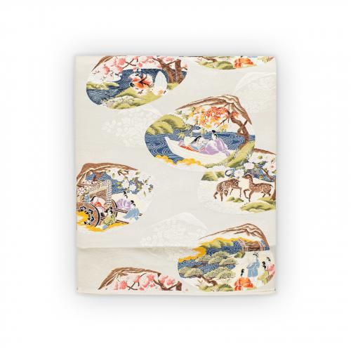 特選 洛風林 花鳥の図 箔糸 多色 金 袋帯 A801-9 【中古】の通販