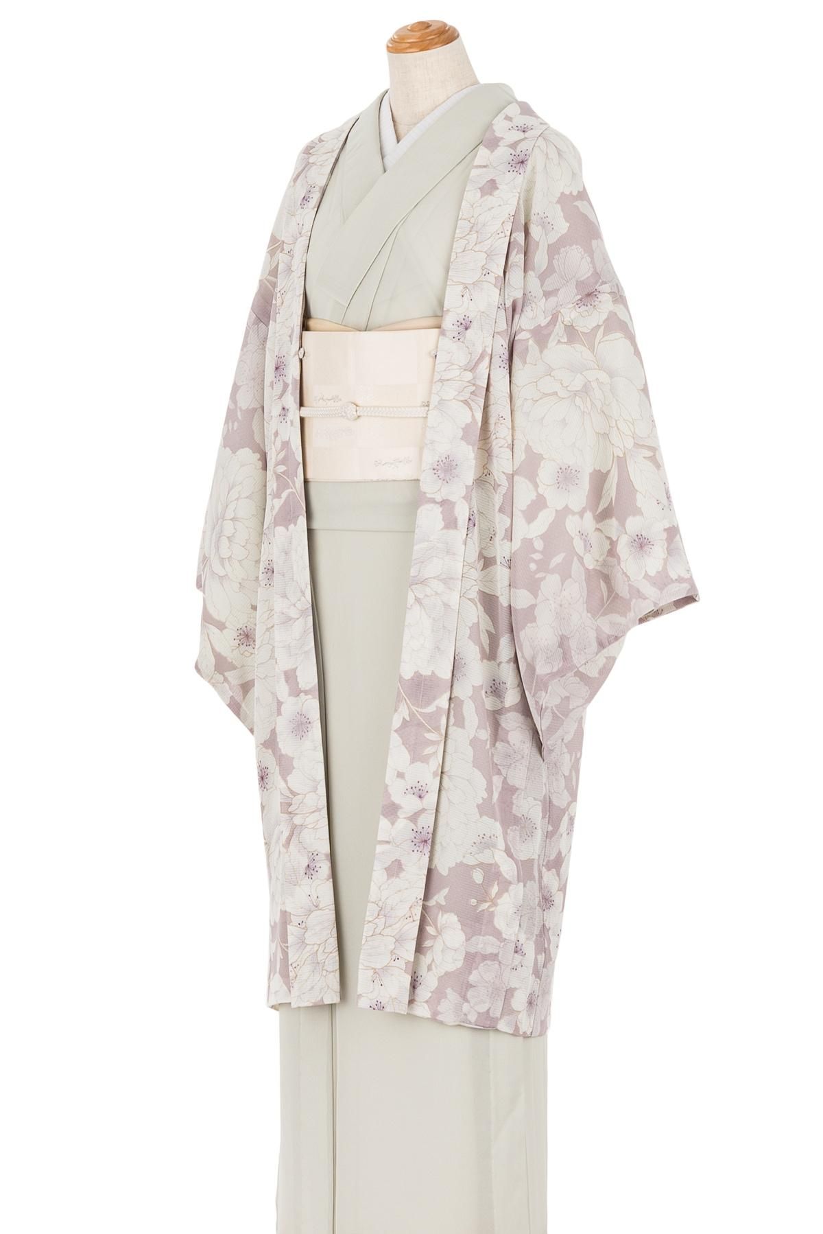 新品 洗える薄羽織 紗 桜牡丹 ピンク - からん::アンティーク着物