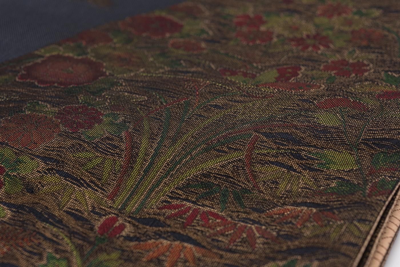 洒落袋帯○菱屋六右ヱ門 三重織 花模様 - からん::アンティーク着物