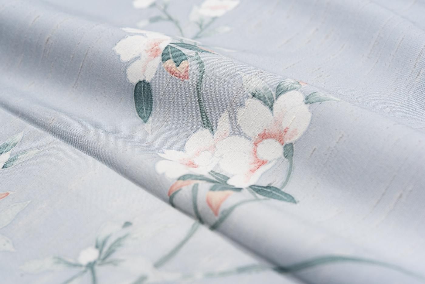 ★専用★未使用品 訪問着 枝花 くすみ紫 枝花 綸子 金彩 身丈162.0cm 作家物 型染め友禅 訪問着 四季の花々 正絹 紫 グレー 青緑 白