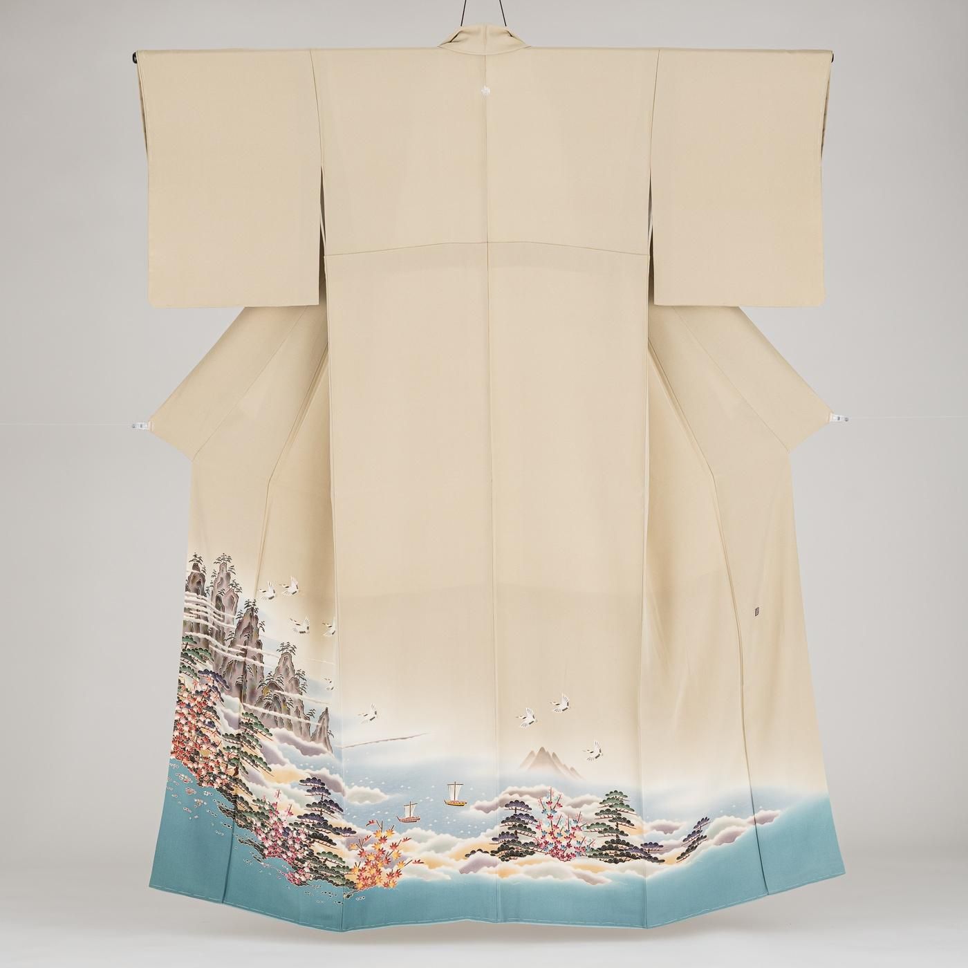 色留袖　一つ紋　鶴の友禅着物 色留袖 本場加賀友禅 一つ紋 梅松に群鶴 - からん::アンティーク