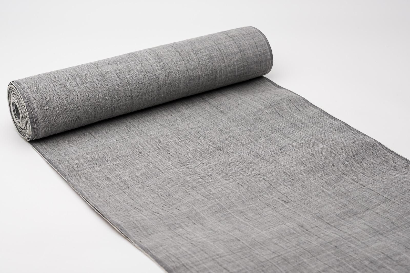 反物】新品 麻の着物 近江縮 鼠縞 - からん::アンティーク着物