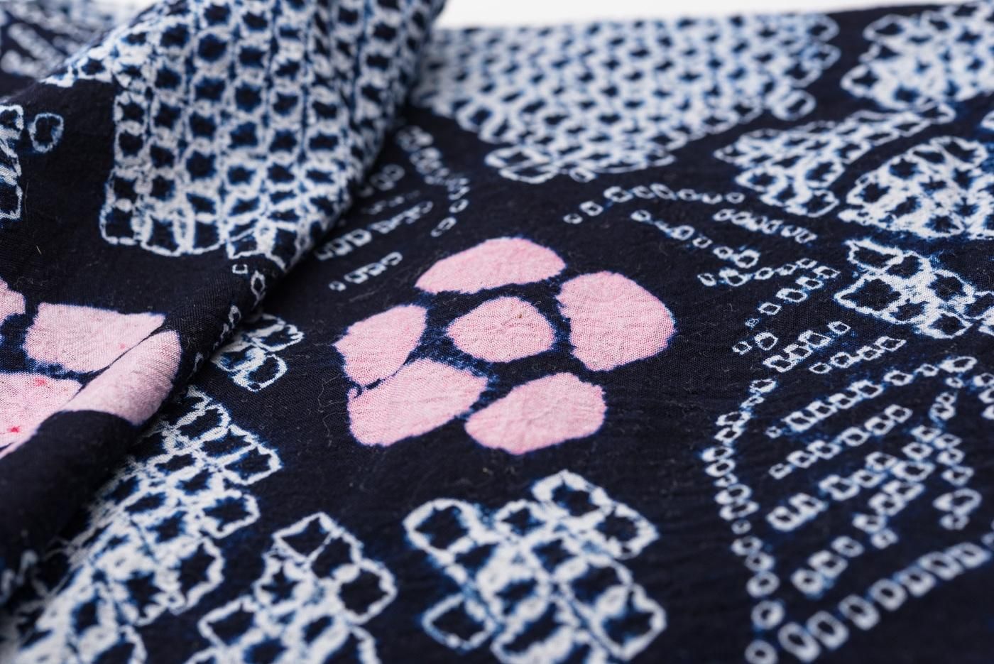 有松絞り浴衣 薔薇繋ぎ - からん::アンティーク着物・リサイクル着物の