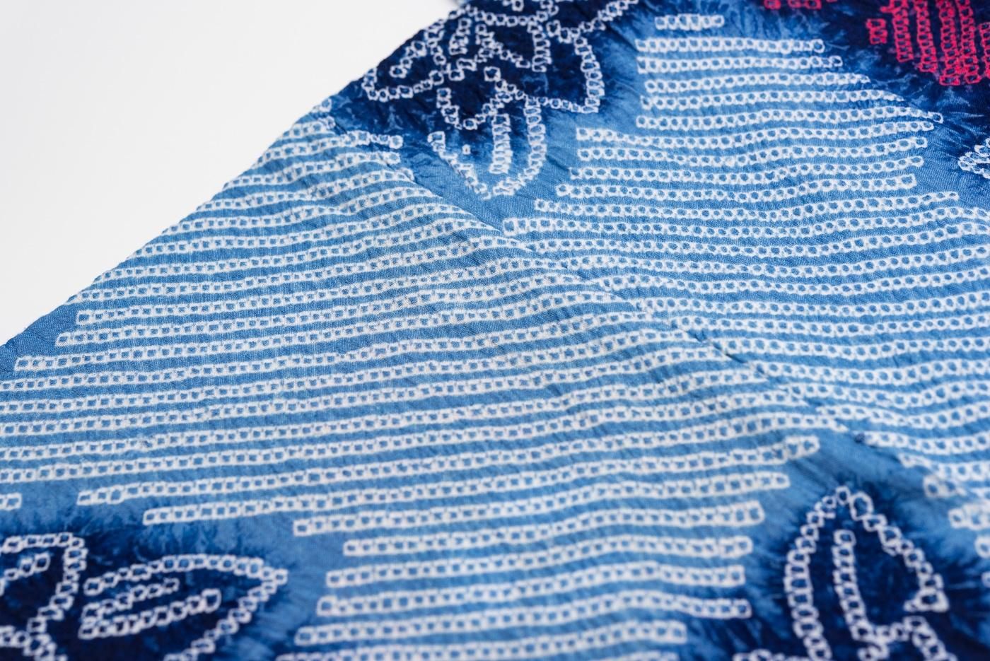 有松絞り浴衣 薄青に花 - からん::アンティーク着物・リサイクル着物の