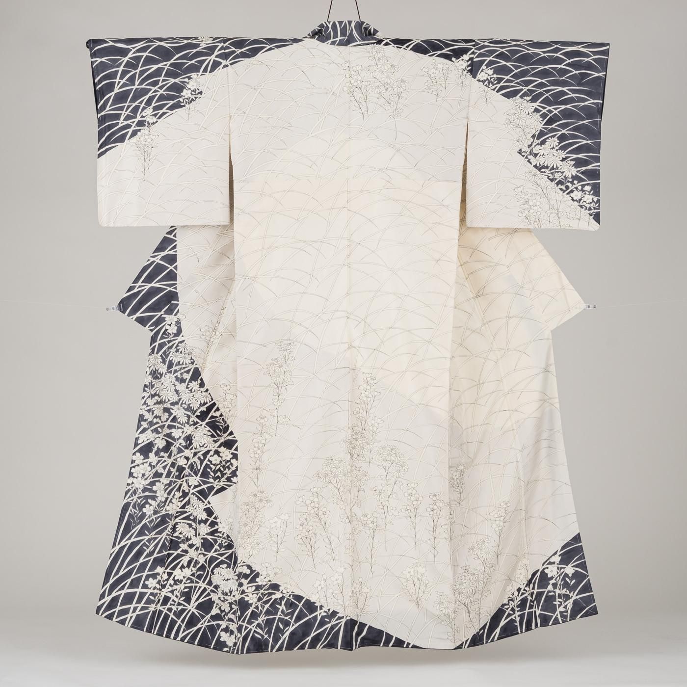 大島紬 訪問着 秋草模様 - からん::アンティーク着物・リサイクル着物