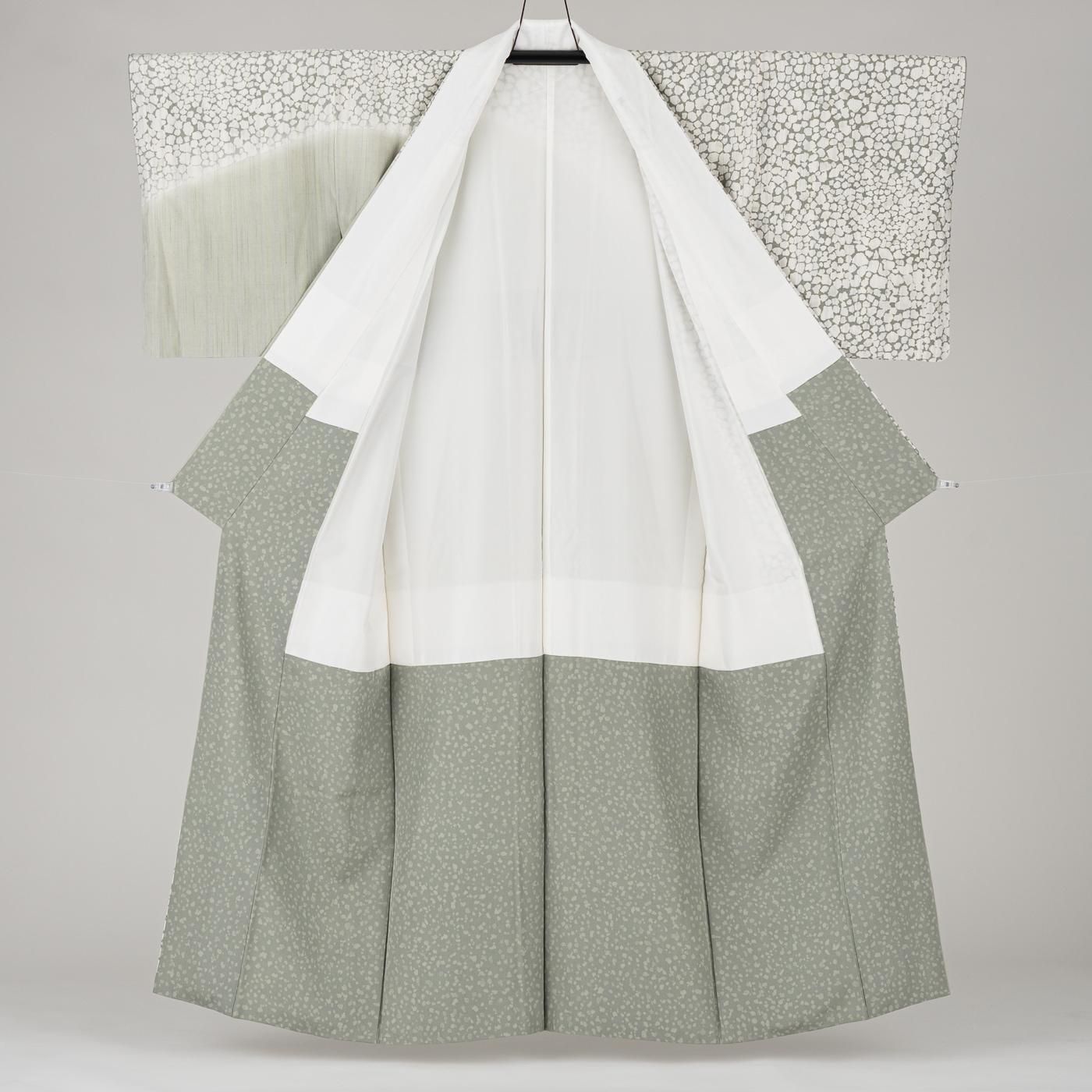 訪問着 紬 石畳模様 - からん::アンティーク着物・リサイクル着物の