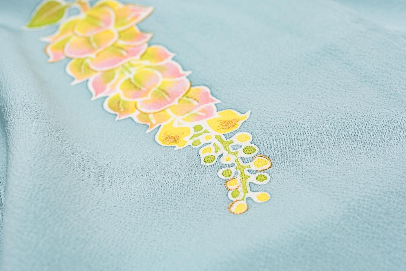 訪問着 皆川千恵子 黄藤 裄長 - からん::アンティーク着物・リサイクル