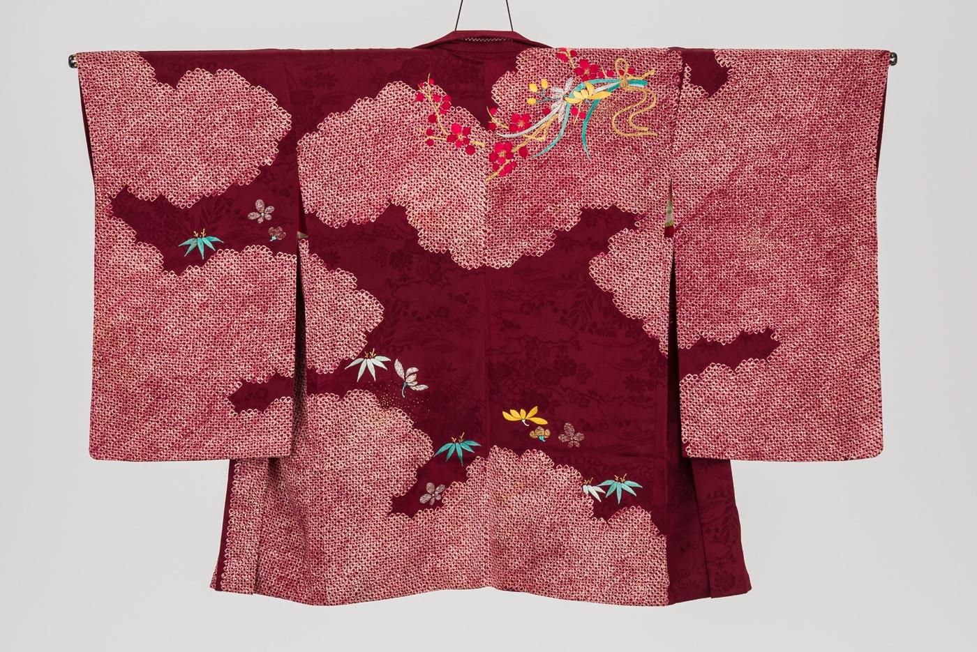 アンティーク着物 羽織 雲取りに四君子 刺繍 - からん