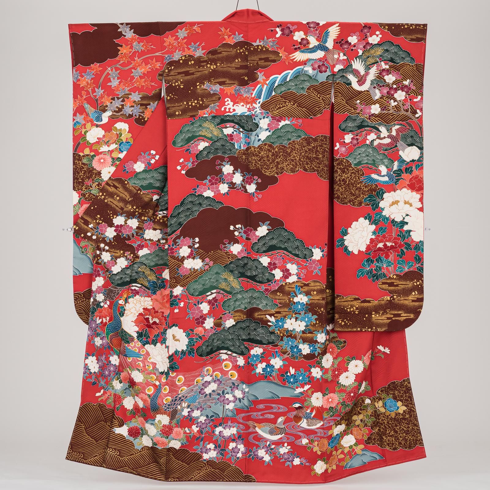 振袖 花と孔雀 トールサイズ - からん::アンティーク着物・リサイクル