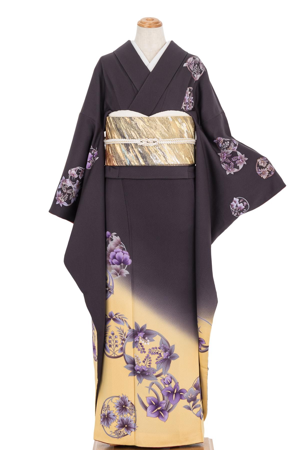 振袖 裾暈し 花の輪 - からん::アンティーク着物・リサイクル着物の