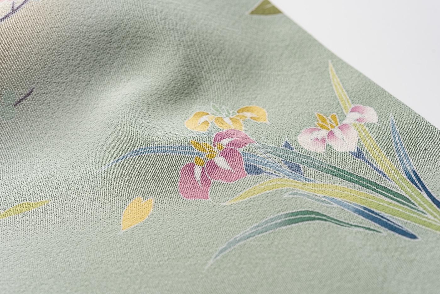 訪問着 一つ紋 手描き友禅 花模様 作家物 裄長 - からん