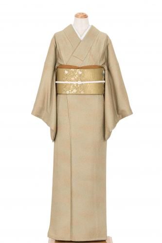 未使用品 訪問着 単衣 縮緬地 グレージュ 枝葉 唐草花 身丈161cm 未使用品 訪問着 単衣 縮緬地 グレージュ 枝葉 唐草花 身丈161cm