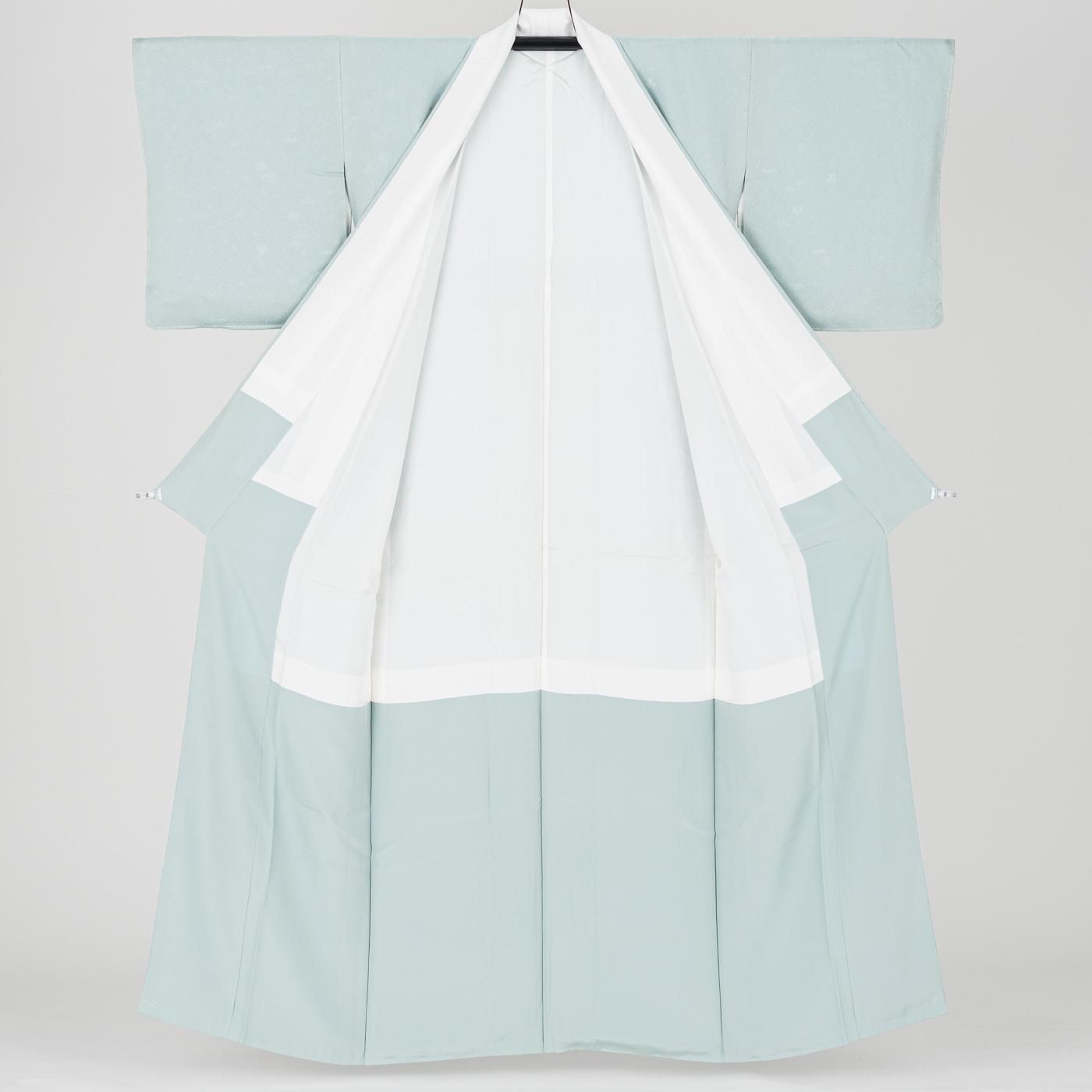 色無地 一つ紋 秘色色 - からん::アンティーク着物・リサイクル着物の