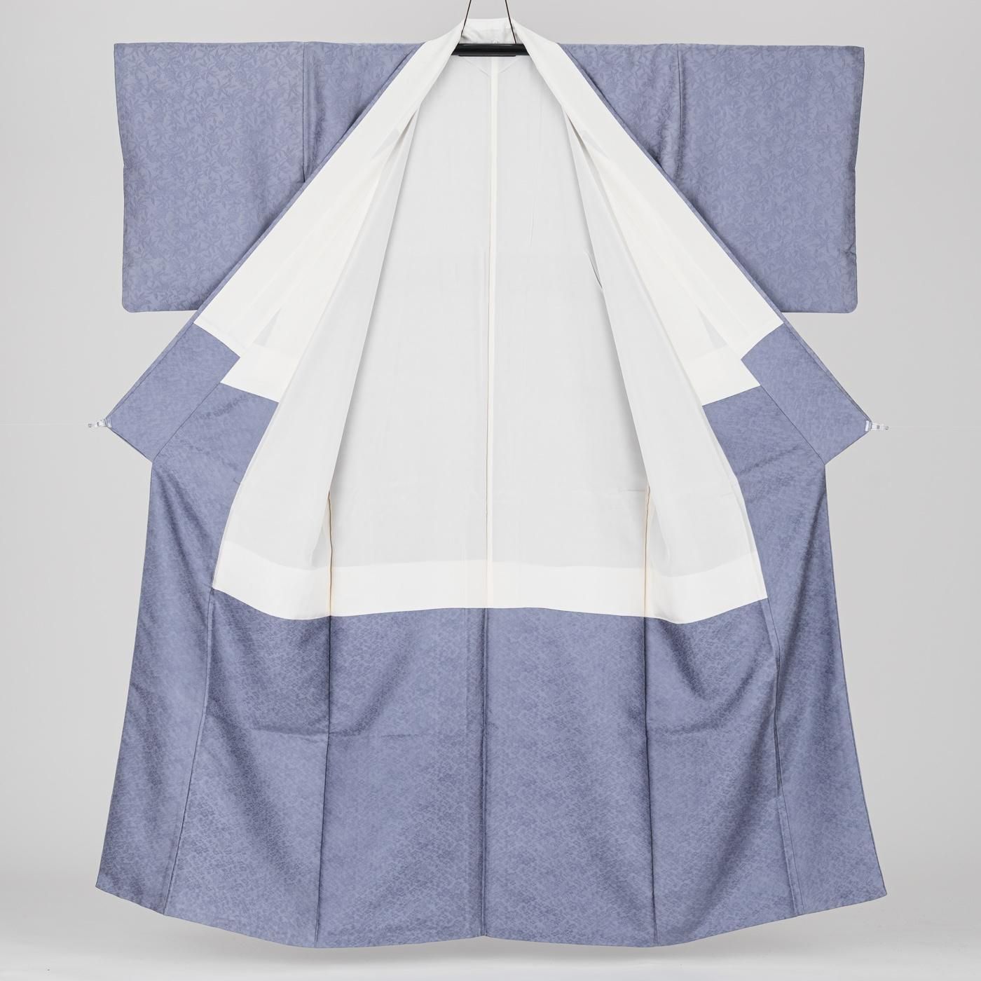 色無地 紋屋井関 一つ紋 藤紫 ゆったりサイズ - からん::アンティーク