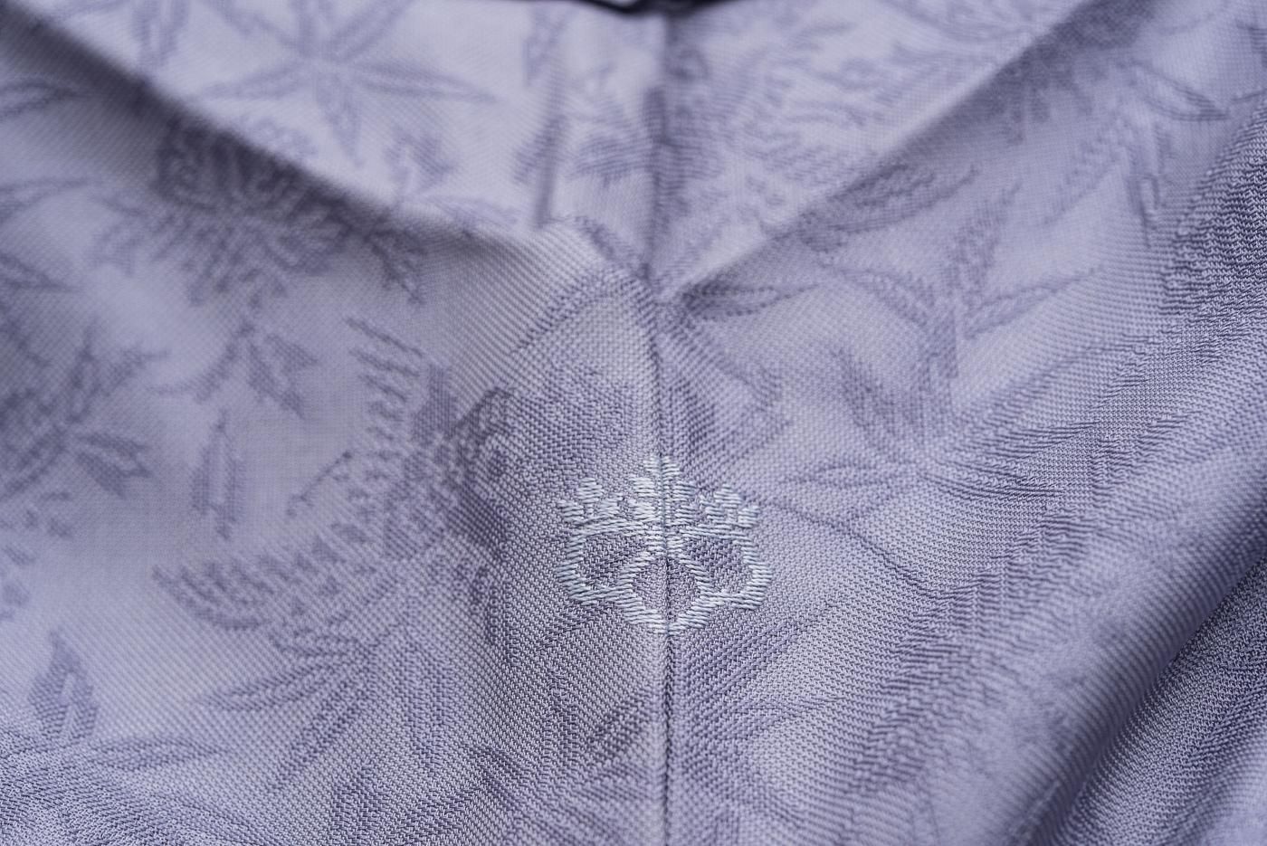 色無地 紋屋井関 一つ紋 藤紫 ゆったりサイズ - からん::アンティーク