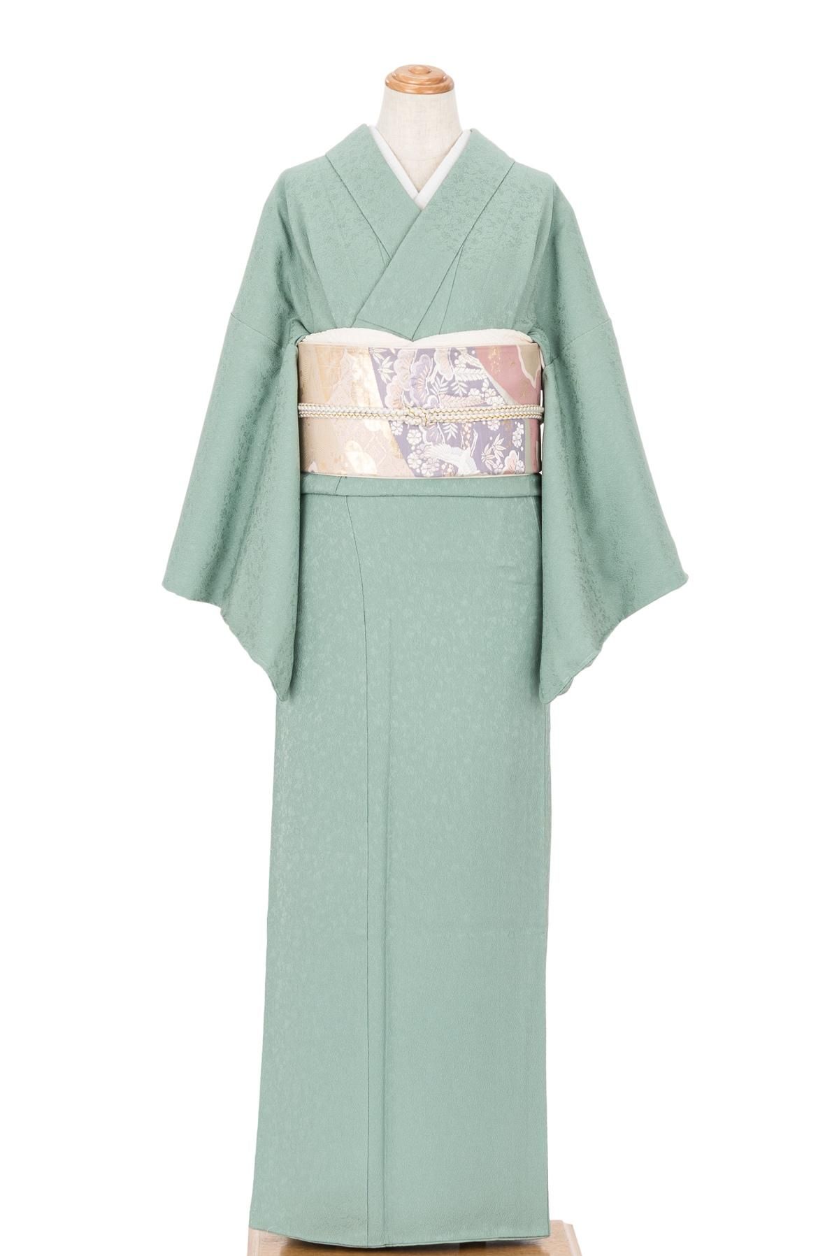 ららピピ未着用に近い！絹絽＊秋草花柄濃紺夏物訪問着１５７ｃｍ裄６９横幅２６ ららピピ未着用に近い！絹絽＊秋草花柄濃紺夏物訪問着157cm