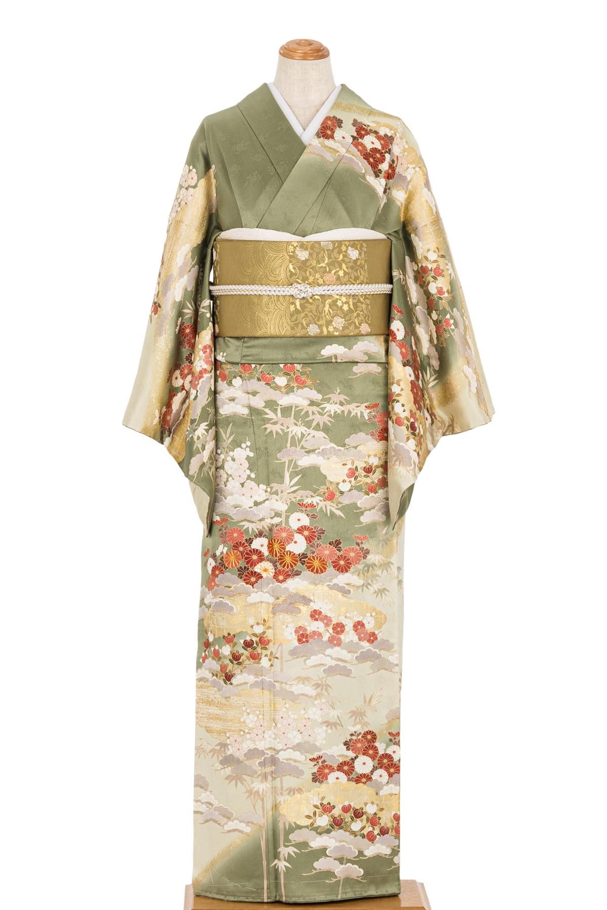 訪問着 金彩 松竹梅 - からん::アンティーク着物・リサイクル着物の