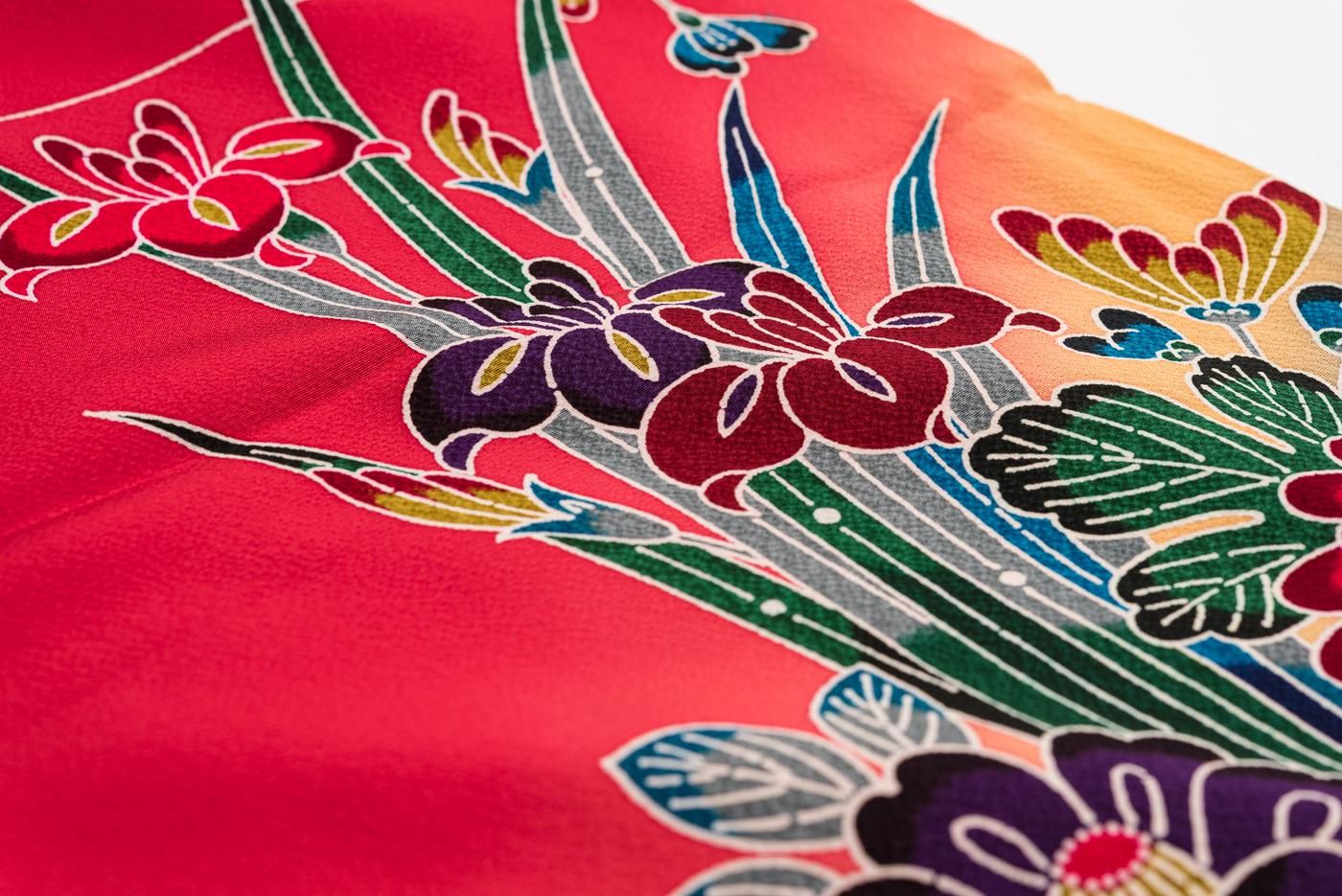 振袖 京紅型 花鳥模様 - からん::アンティーク着物・リサイクル着物の