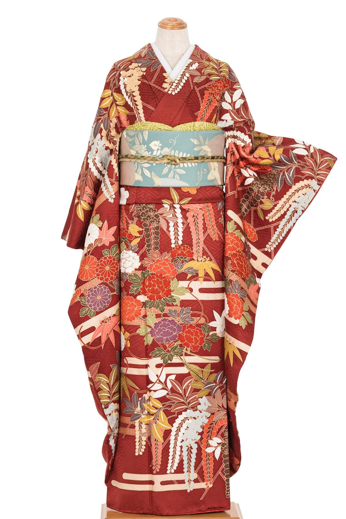 振袖 ヱ霞に牡丹や藤など - からん::アンティーク着物・リサイクル着物