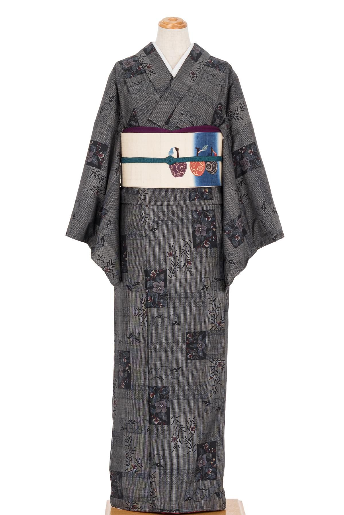 正絹 小紋 縞(未使用品)トールサイズ【身丈177cm】 美品 裄62.5cm S寸 夏物 紗 小紋 正絹 仕立上り 146cm~152cm