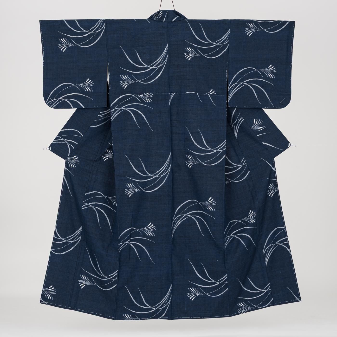 創州庵　紬 ys7247546; 宗sou 菱取に家屋模様手織り紬着物