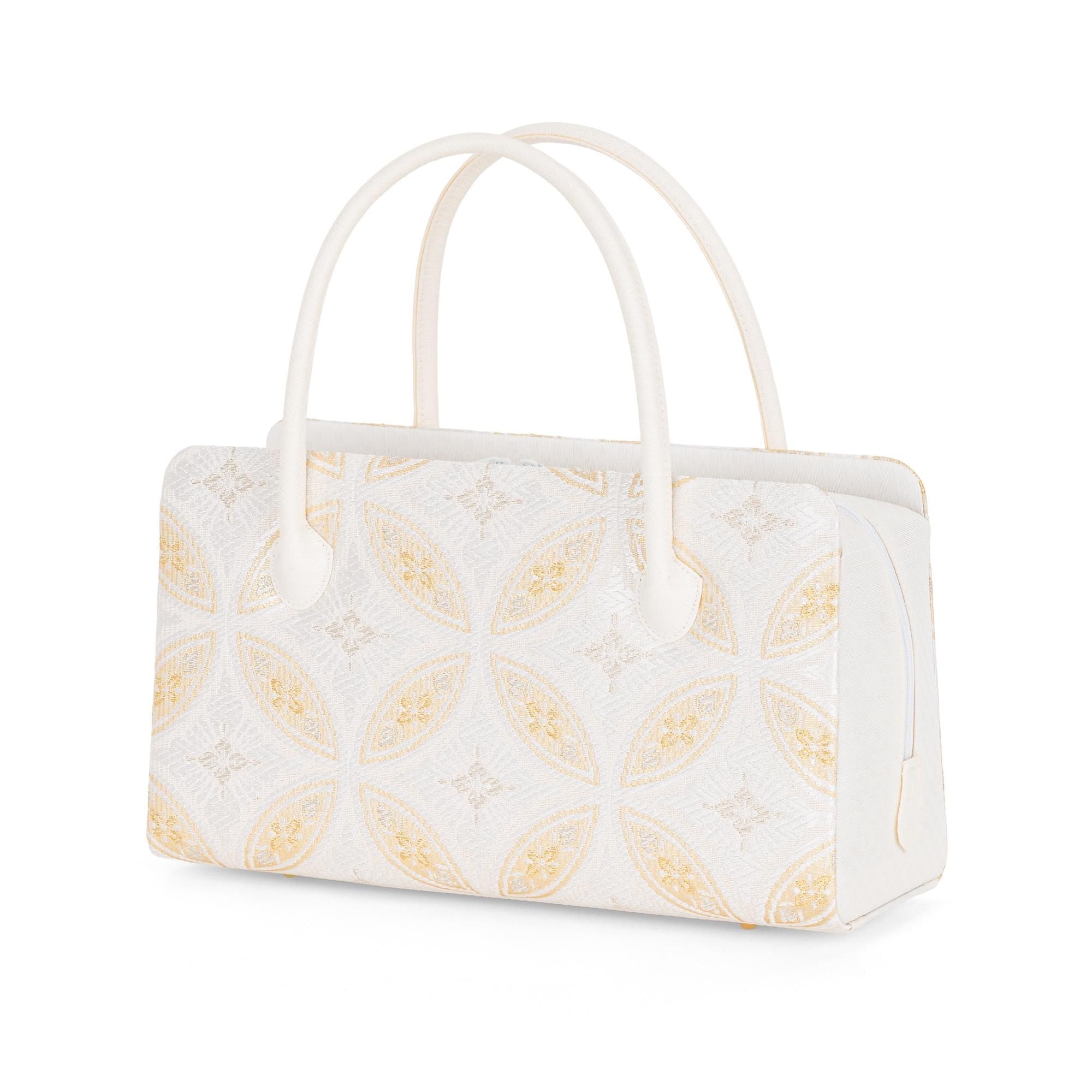 利休バッグ 白梅 七宝 - からん::アンティーク着物・リサイクル着物の