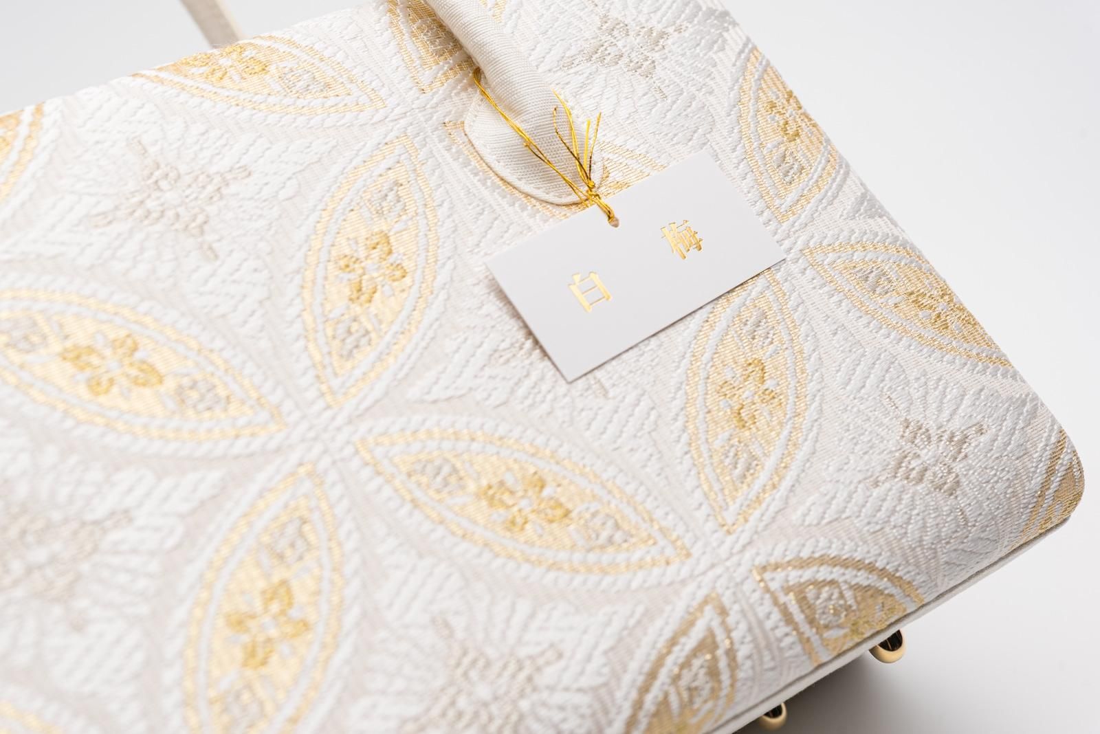 利休バッグ 白梅 七宝 - からん::アンティーク着物・リサイクル着物の