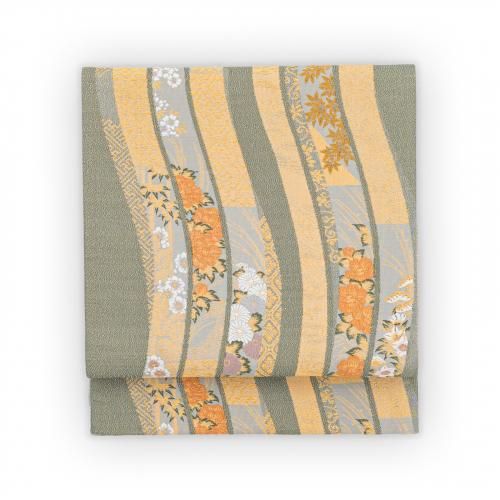 袋帯○金の格子に桜 - からん::アンティーク着物・リサイクル着物の