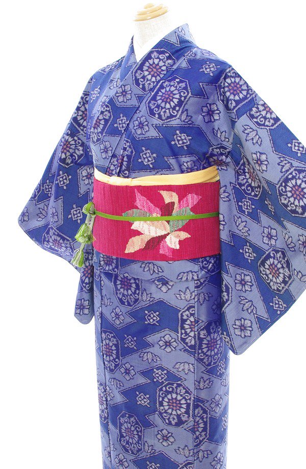 2点セット*唐花などの紬にリボンのような花織り出し帯 からん::アンティーク着物・リサイクル着物の通販サイト