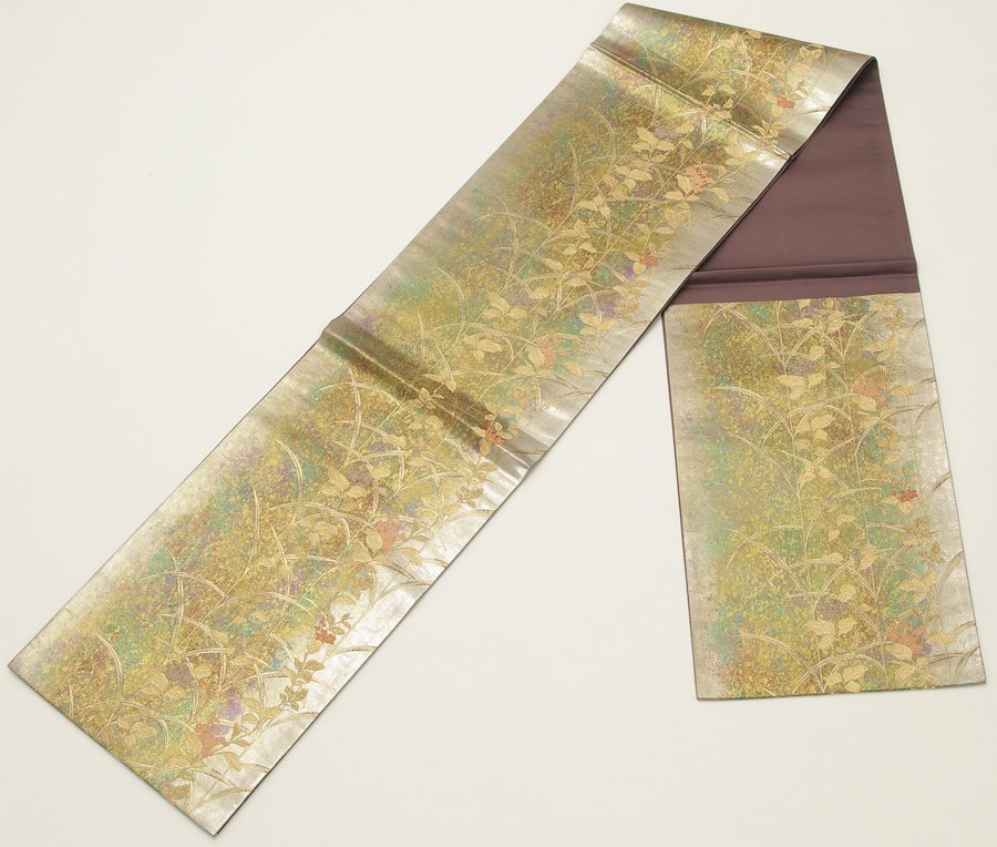 袋帯 オーロラのような箔 花のライン - からん::アンティーク着物・リサイクル着物の通販サイト