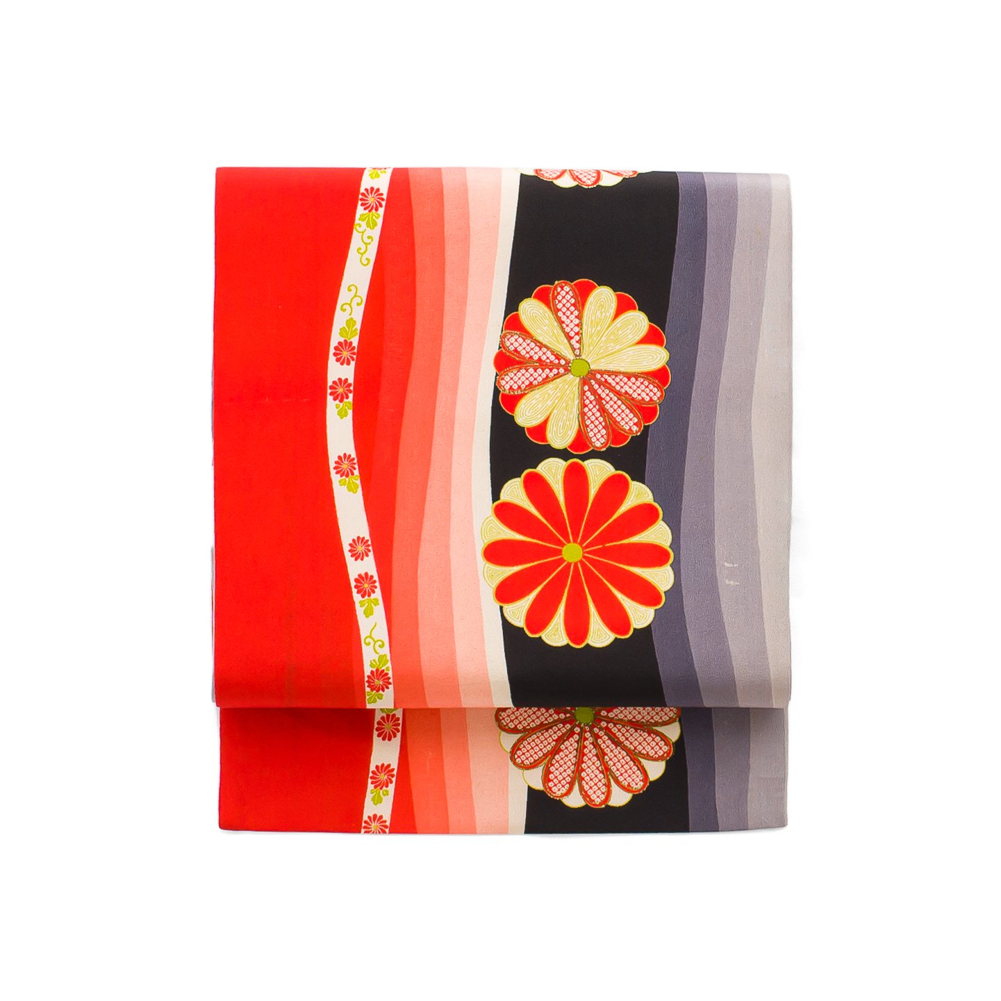 「kaico　赤と黒よろけ縞　菊の花」の商品画像