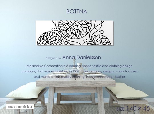 BOTTNA(WHT)ボットナMarimekko/マリメッコ人気デザイン蓮の葉ファブリックパネルファブリックボード -  ファブリックパネルとファブリックボードのマリメッコなどの専門店 racOra.cOm