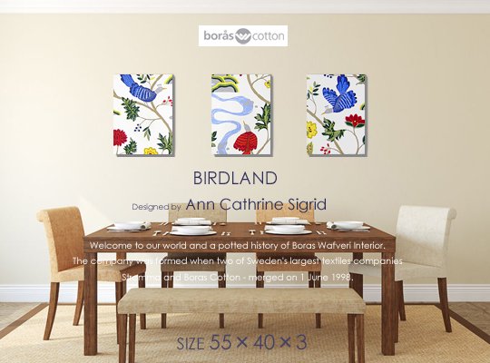 BIRDLAND(wht)BORAS/ボロス社ファブリックパネル・ファブリックボード北欧 -  ファブリックパネルとファブリックボードのマリメッコなどの専門店 racOra.cOm