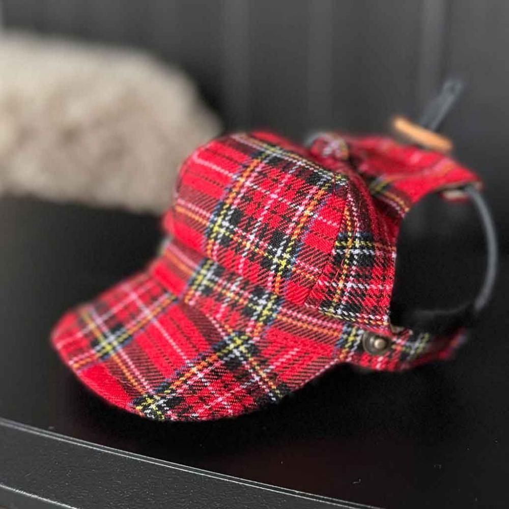 ch!iiibagチー ウールキャップ帽子 チェックRED ch!iiibagチー ウールキャップ帽子 チェックRED