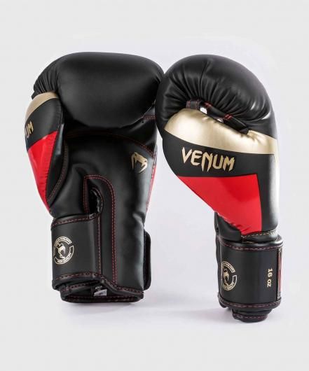 Venum Elite Evoボクシンググローブ - ブラック/ブロンズ