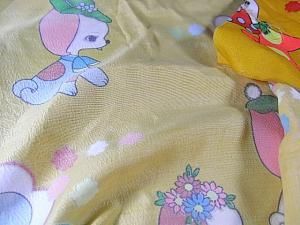 完売□ 当時もの 昭和レトロ かわいい犬 生地 140cm×94