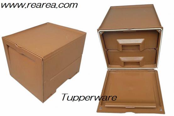 完売□Tupperware タッパーウェア スーパーチェスト ミニ ２段 小引出し/収納棚 - - レトロ雑貨家具 REAREA（レアレア） ―――  デザイン昭和レトロモダンアンティーク 雑貨・家具屋・キッチン・家電