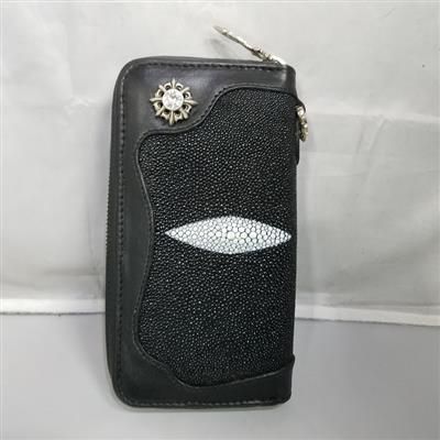 アビシルバースレイヤーブラックエイ革ジッパー長財布 アビシルバースレイヤーブラックエイ革ジッパー長財布