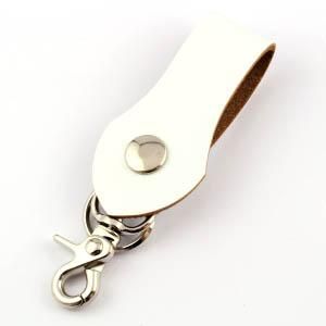 本革キーホルダー ベルトループ ボタンタイプ ホワイト 本革キーホルダー ベルトループ ボタンタイプ ホワイト