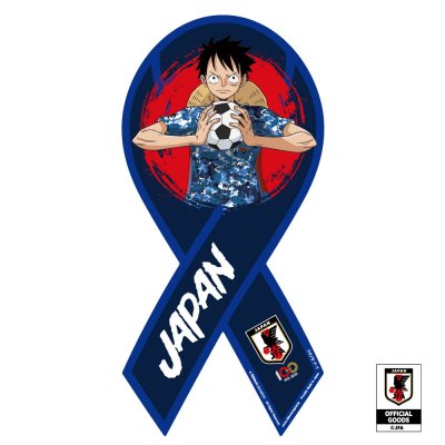 【最終3枚】ワンピース × サッカー日本代表「SAMURAI BLUE」 コラボ リボンマグネット「ルフィ」