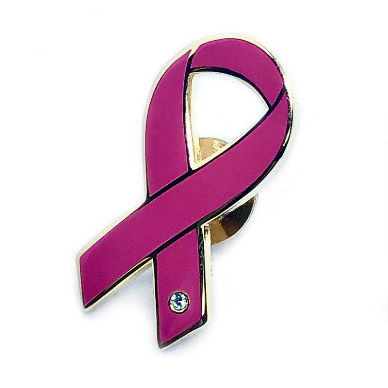 リボンピンバッジ】パープルリボン 女性への暴力の根絶、膵臓がんの