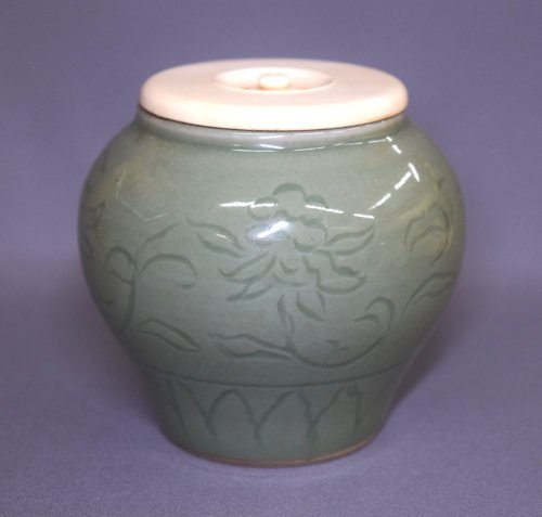 二代富田静山作 青磁 酒会壺形茶器 - 茶道具 小西康 WEBSHOP