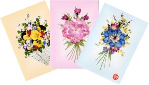 メッセージカード　手作り　おしゃれ　かわいい　花　３枚セット