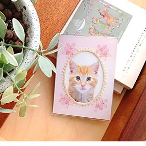 フォトフレーム 写真たて メモリアル 手作り おしゃれ プレゼント 犬 猫 Lサイズ ピンク